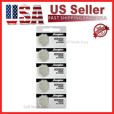 #ad Lot 5 Pcs Fresh Energizer CR2032 3V Lithium Coin Cell Button Battery CR 2032 USA $6.94