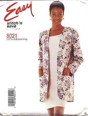 #ad 8021 UNCUT Vintage McCalls SEWING Pattern Misses EASY Stitch n Save Jacket Dress $5.59