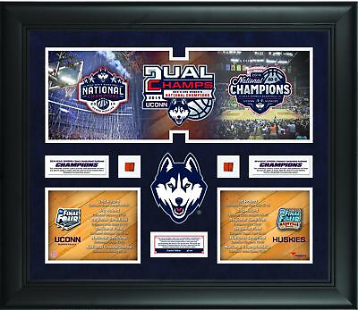 #ad UConn Huskies 2014 Men#x27;s amp; Women#x27;s Basketball Champs 20x24 Collage w Ball Piece $179.99