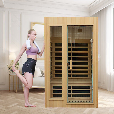 #ad 2Person Far Infrared Sauna Room Hemlock Wood Home Personal Sauna Spa Detox 1500W $1600.00