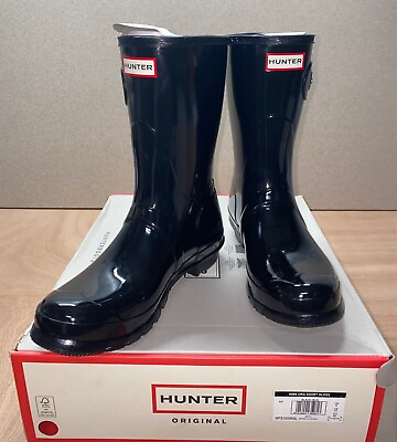 #ad Hunter Women#x27;s Original Short Rain Boots Black US 10 Gloss $89.50