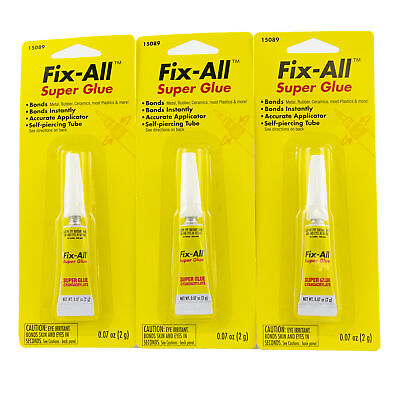 #ad Fix All Super Glue with Precision Applicator .07 OZ Tube 3 Pack $9.99