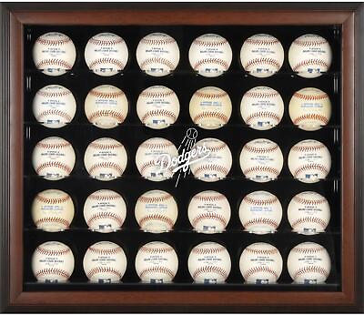 #ad Dodgers Logo Brown Framed 30 Ball Display Case Fanatics $157.49