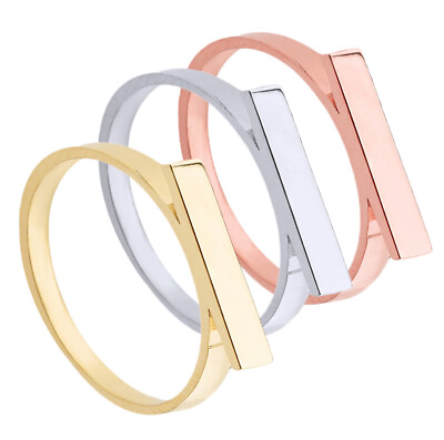#ad Solid Gold Trendy Stackable Horizontal Bar Ring $149.99