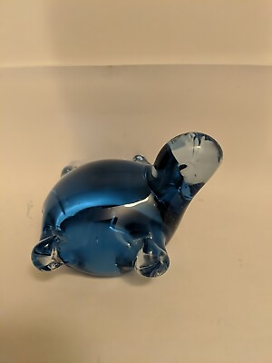 #ad #ad Vintage Blue Art Glass TURTLE Figurine Paperweight $12.00