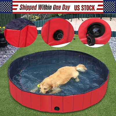Large Folding Pet Swimming Pool Outdoor Dogs Bathing Pool Tub Kiddie Pool US $49.98