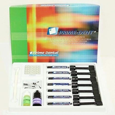 #ad Prime Dent Visible Light Cure Dental Resin Based Hybrid Composite 7 Syringe Kit $56.99