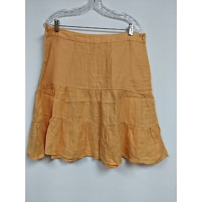 #ad Gap Linen Skirt Size 14 Orange Modest Womens Tiered Lined $13.45