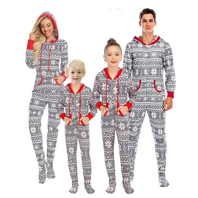 #ad Matching Christmas Pajamas Family Set Bodysuit with Hoodie Christmas One Piece $39.99
