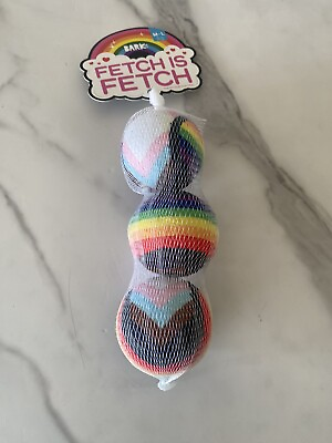 #ad Barkbox Fetch Is Fetch Pride Dog Tennis Balls Set Of 3 LGBTQIA Dog Toy M L $17.24