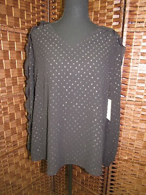 #ad Women#x27;s Small Belle by Kim Gravel Black Long Sleeve Lightweight Blouse S CLCH5 $16.99