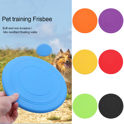 #ad Dog Frisbee Flying Disc Doggy Throwing Fetch Toys Soft Rubber Teeth Fun Garden $11.19