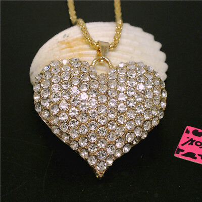 #ad New Rhinestone Bling Shiny Heart Crystal Pendant Fashion Women Chain Necklace $3.95