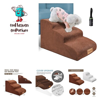 #ad 3 Tiers Foam Dog Ramps StepsNon Slip Dog StepsExtra Wide Deep Dog StairsHi... $55.99