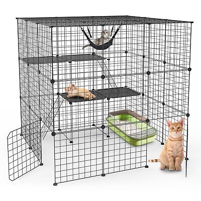 #ad Extra Large Cat Cage Indoor Cat House w 2 Ladders 3 Platforms 2 Doors Cat Crate $72.99