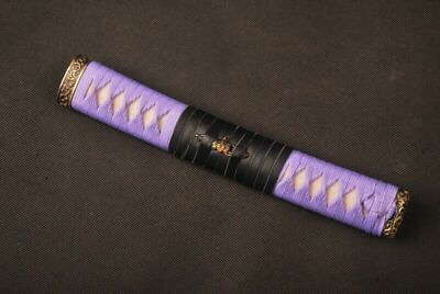 #ad Lavender Silk Cord Real Rayskin Brass Fittings Handle Tsuka For Japanese Katana $46.61