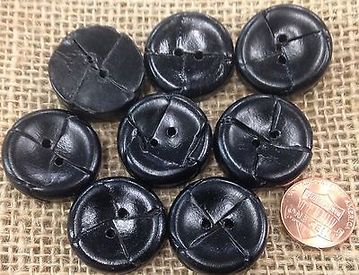 #ad 8 Large Thick Black Faux Leather Coat Buttons 1quot; 25mm # 7442 $8.99