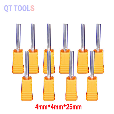 #ad 10Pcs 4mm Double Two Flute Straight Slot CNC Router Bits Wood MDF Milling 25mm $43.19