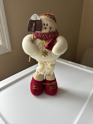 #ad Stuffed Snowman Plush Heavy Bean Christmas Decor Figure Holiday $15.00