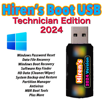 #ad Hiren#x27;s Boot USB 2024 PC technicians Edition. Utilities Windows Password Reset $14.99