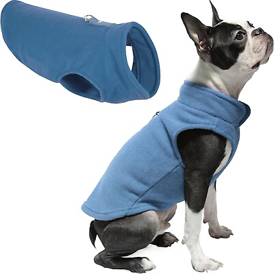 Gooby Fleece Dog Vest Blue Medium for Small Dogs with Leash Attachment $12.34