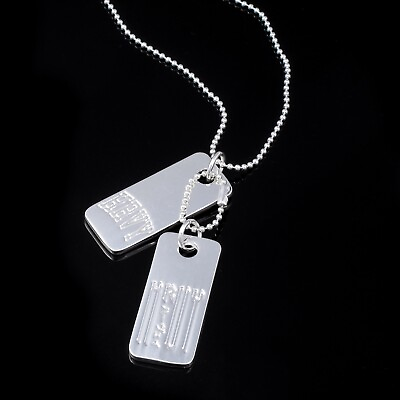 #ad HRVY Stamped Dog Tags Necklace GBP 14.99