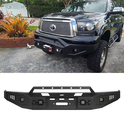 #ad 2013 Tundra Front Bumper w LED Spotlights For Toyota 2007 2013 Steel Black $599.69