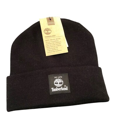 #ad Timberland Adult Black Knit Hat Beanie Cold Winter Ski Cap OSFA Unisex NEW $22.39
