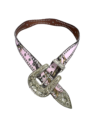 #ad Blazin Roxx Ladies Western Mossy Oak Pink Camo Bling Rodeo Belt Size M $44.95
