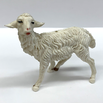 #ad Miniature Sheep Lamb White Figure Toy Figurine Plastic Italy Vintage 2 1 4” H $5.07