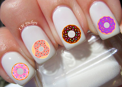 #ad Donut Nail Art Stickers Transfers Decals Set of 57 A1248 $4.50