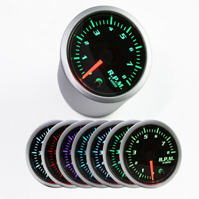 #ad Car Auto Tachometer Gauge RPM Tacho Meter 7 Color LED display 2#x27;#x27; 52mm $17.72