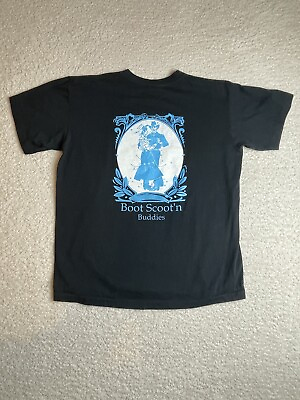 #ad Boot Scoot’n Buddies Black T Shirt Single Stitch Men’s Size L Made In USA $29.99