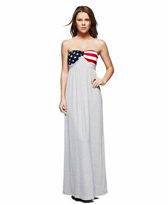 #ad American Flag Dress Strapless Elegant American Flag Bust Gray $42.90