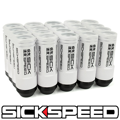 #ad SICKSPEED 20 PC WHITE ALUMINUM EXTENDED 50MM 3 PC LUG NUTS FOR WHEEL 12X1.25 L12 $119.95