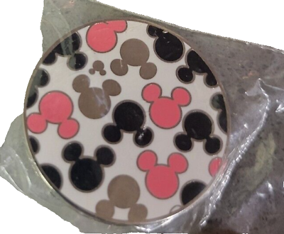 #ad White Hidden Mickey Pin Disney Mouse Ears Black Pink Silver Circle $6.79