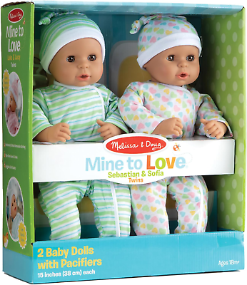 #ad Melissa amp; Doug Mine to Love Twins Sebastian amp; Sofia 15” Boy and Girl Baby Dolls $64.99