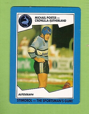 #ad 1989 STIMOROL RUGBY LEAGUE CARD #31 MICHAEL PORTER CRONULLA SHARKS AU $8.00