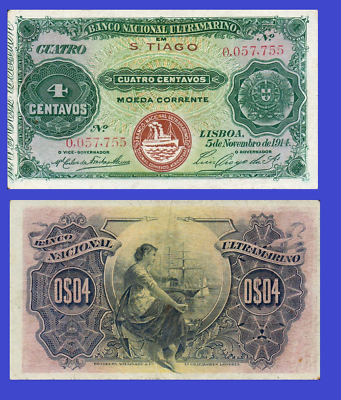 #ad CAPE VERDE 4 centavos 1914 Copy $9.89