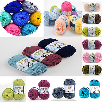 #ad Hot Sale 50g Hand woven Chunky Yarn Soft Milk Cotton Knitting Baby wool yarn $3.58