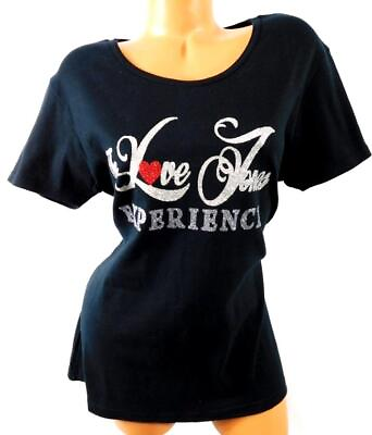 #ad Anvil black silver shimmer the love Jones experience short sleeves tee top 2XL $13.99