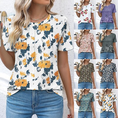 #ad T Shirts For Women Graphic Trendy Short Sleeve Comforty Blouses Spring Tees Tops $15.02