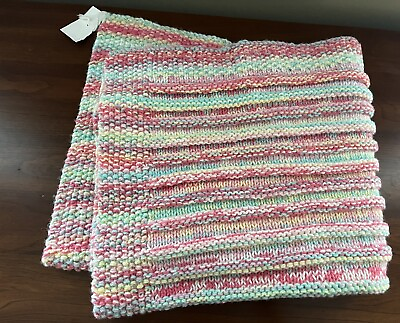 #ad New Hand Knitted Baby Cozy Lap Rainbow Color Blanket 29quot; x 29.5quot; $30.00