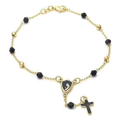 #ad Beautiful Rosary Bracelet in Gold Over Silver $19.99