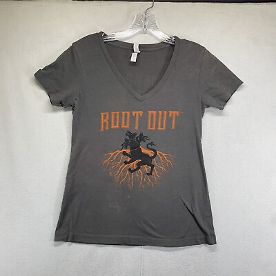 #ad #ad Root Out Root Beer Flavored Whiskey Woman’s Gray Medium T Shirt Super Thin Faded $9.99