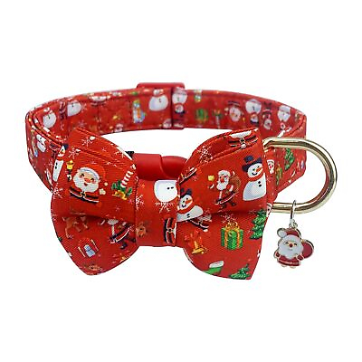 #ad Christmas Dog Collar with Bowtie Soft Fancy Pet Collar with Removable Bowtie ... $17.72