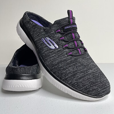 #ad Skechers Shoes Clog Slip On Memory Foam Women Size 11 SN149531 NEW Black Purple $40.00