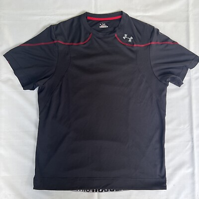 #ad Under Armour Shirt Men#x27;s Large Black HeatGear Pickleball Gym Tennis Outdoor 1536 $24.49