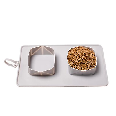 #ad Portable Pet Dishes And Mat $10.99