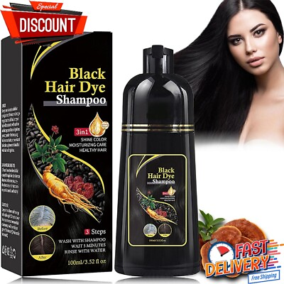 #ad Natural Black Hair Dye Shampoo for Women Magic Instant 3 in 1 Hair Color Shampoo $11.64